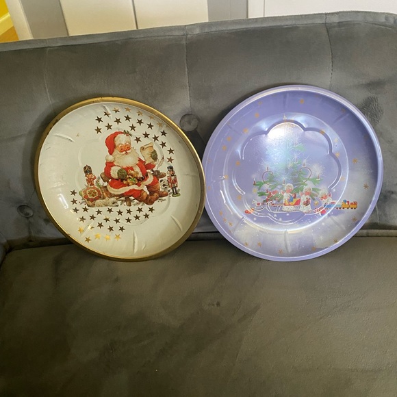 Vintage Christmas Santa Litho Tin Metal Serving Plate Tray. West Germany HP - Picture 6 of 6